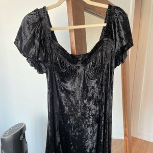 Free people black velvet sweetheart mini dress